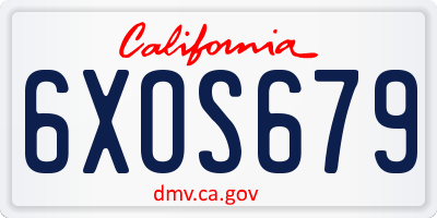 CA license plate 6XOS679
