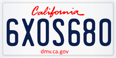 CA license plate 6XOS680