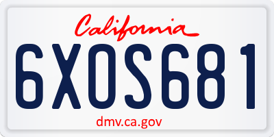 CA license plate 6XOS681