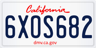 CA license plate 6XOS682