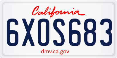 CA license plate 6XOS683