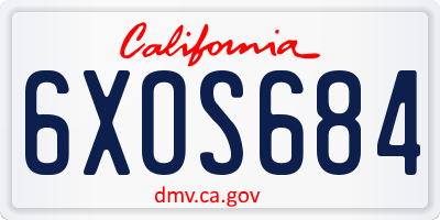 CA license plate 6XOS684