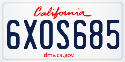 CA license plate 6XOS685