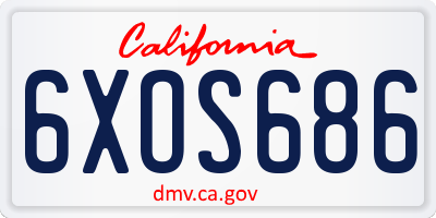 CA license plate 6XOS686