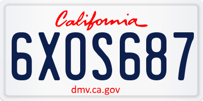 CA license plate 6XOS687