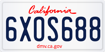 CA license plate 6XOS688