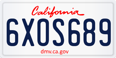 CA license plate 6XOS689