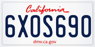 CA license plate 6XOS690