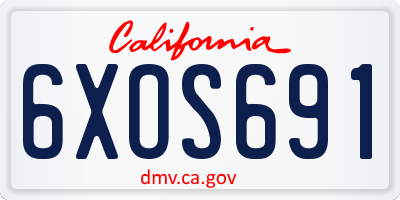 CA license plate 6XOS691
