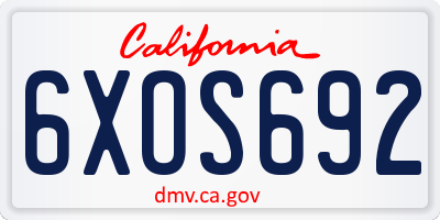 CA license plate 6XOS692