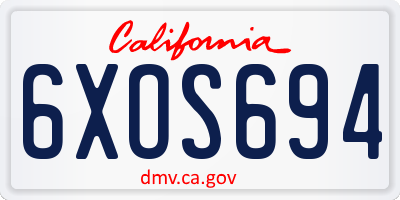 CA license plate 6XOS694