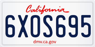 CA license plate 6XOS695