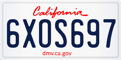CA license plate 6XOS697