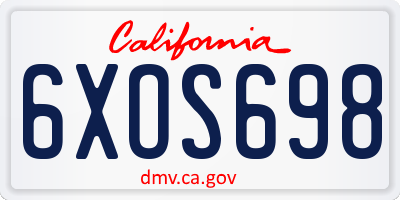 CA license plate 6XOS698
