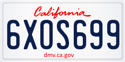 CA license plate 6XOS699