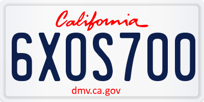 CA license plate 6XOS700