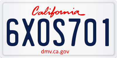 CA license plate 6XOS701