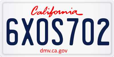 CA license plate 6XOS702