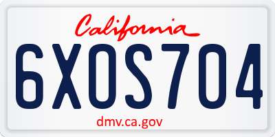 CA license plate 6XOS704