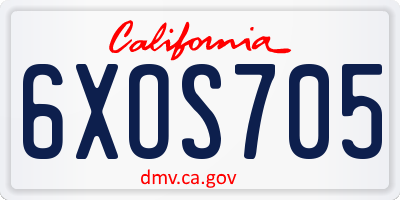 CA license plate 6XOS705