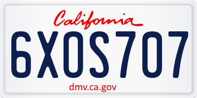 CA license plate 6XOS707