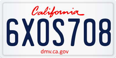 CA license plate 6XOS708