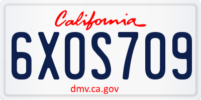CA license plate 6XOS709