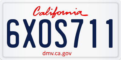 CA license plate 6XOS711