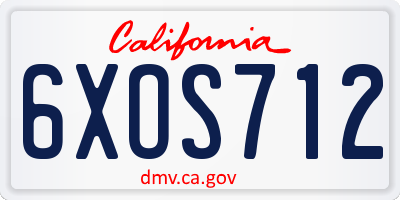 CA license plate 6XOS712