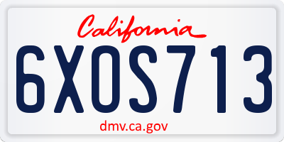 CA license plate 6XOS713