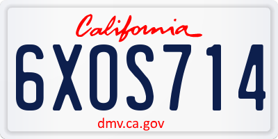 CA license plate 6XOS714