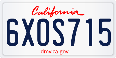 CA license plate 6XOS715