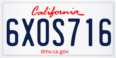 CA license plate 6XOS716