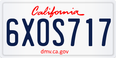 CA license plate 6XOS717