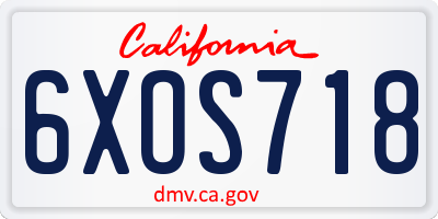 CA license plate 6XOS718