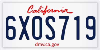 CA license plate 6XOS719