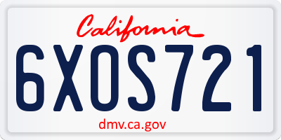 CA license plate 6XOS721