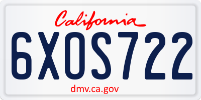 CA license plate 6XOS722