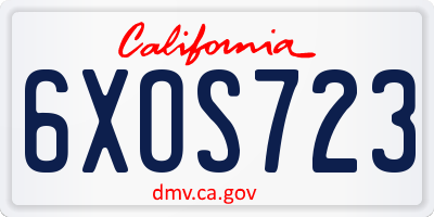 CA license plate 6XOS723