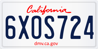 CA license plate 6XOS724