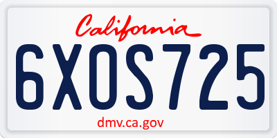 CA license plate 6XOS725