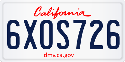 CA license plate 6XOS726