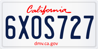 CA license plate 6XOS727