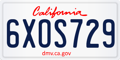CA license plate 6XOS729
