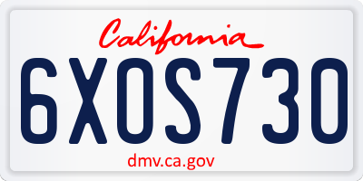 CA license plate 6XOS730