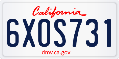 CA license plate 6XOS731