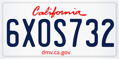 CA license plate 6XOS732