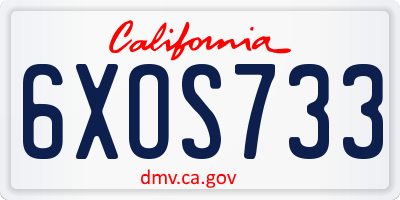 CA license plate 6XOS733