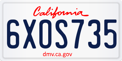 CA license plate 6XOS735