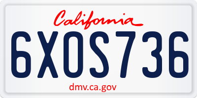 CA license plate 6XOS736
